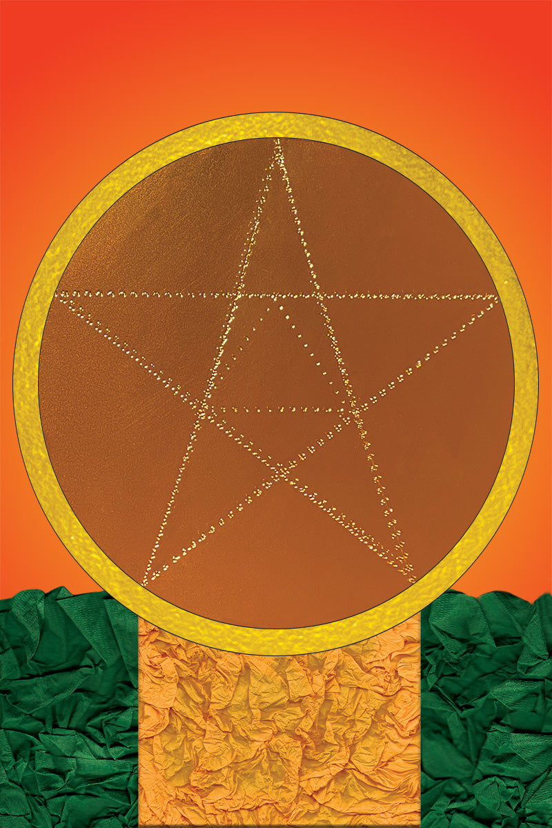 Ace of Pentacles - Vibrant Digital Collage with handcrafted Paper textures - Paper Art - Paper Elements Collection