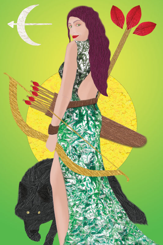 Artemis - Vibrant Digital Collage with handcrafted Paper textures - Paper Art - Paper Elements Collection