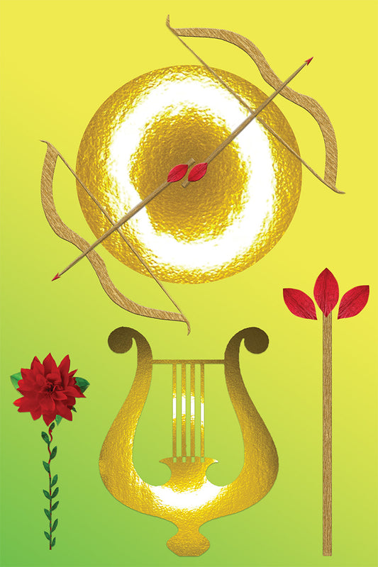 Archery - Vibrant Digital Collage with handcrafted Paper textures - Paper Art - Paper Elements Collection