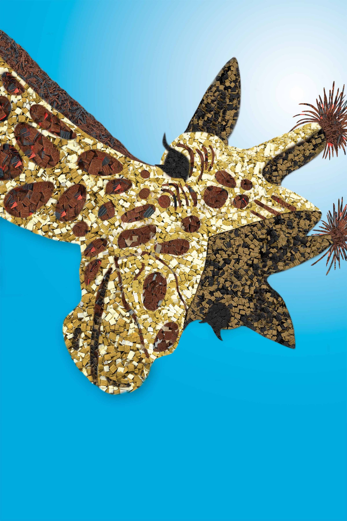 Curious Giraffe - Vibrant Digital Collage with handcrafted Paper textures - Circus Collection by Nathalie Boyer -