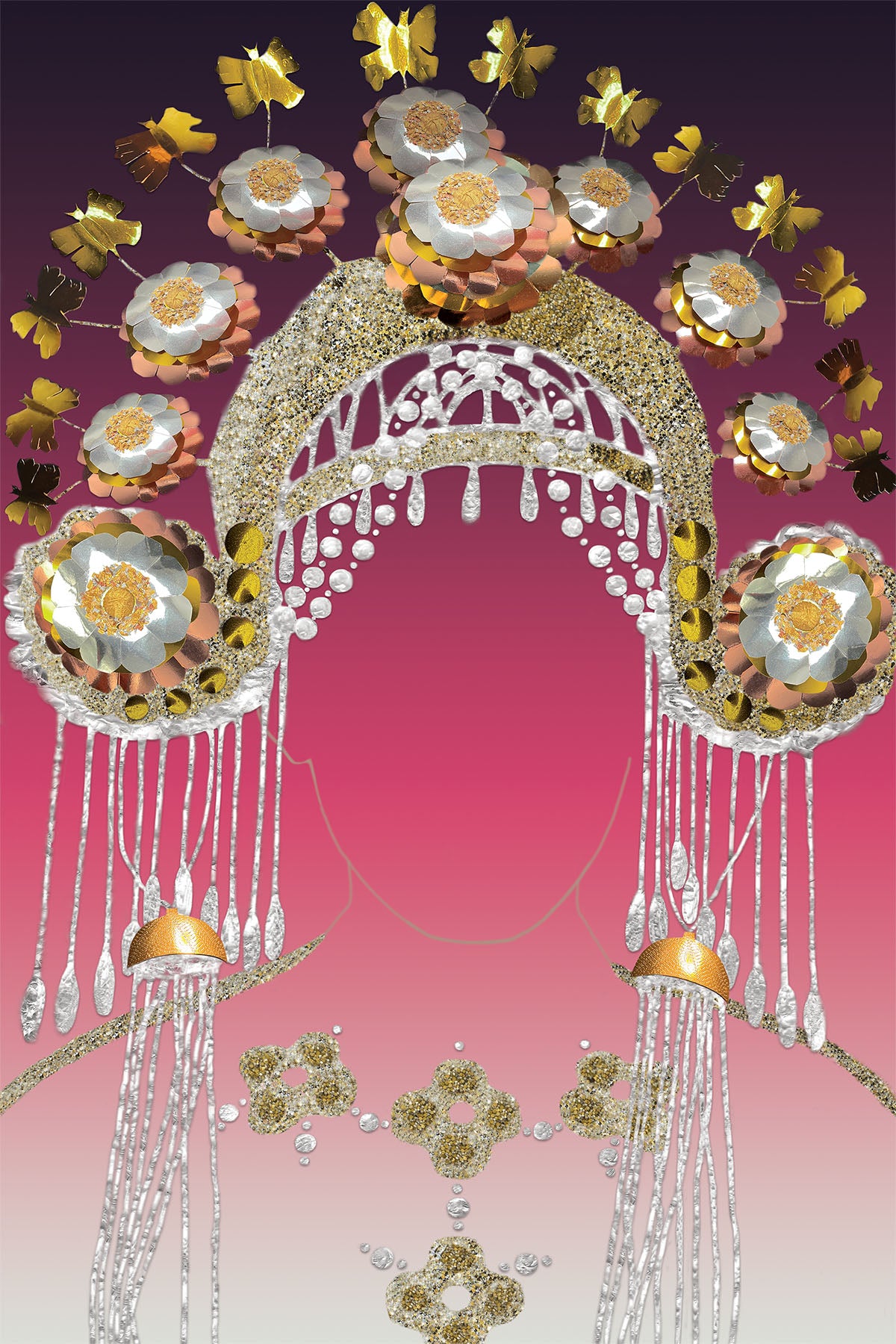 Crown of Maria Callas - Vibrant Digital Collage with handcrafted Paper textures - Paper Impressionism - Paper Art -