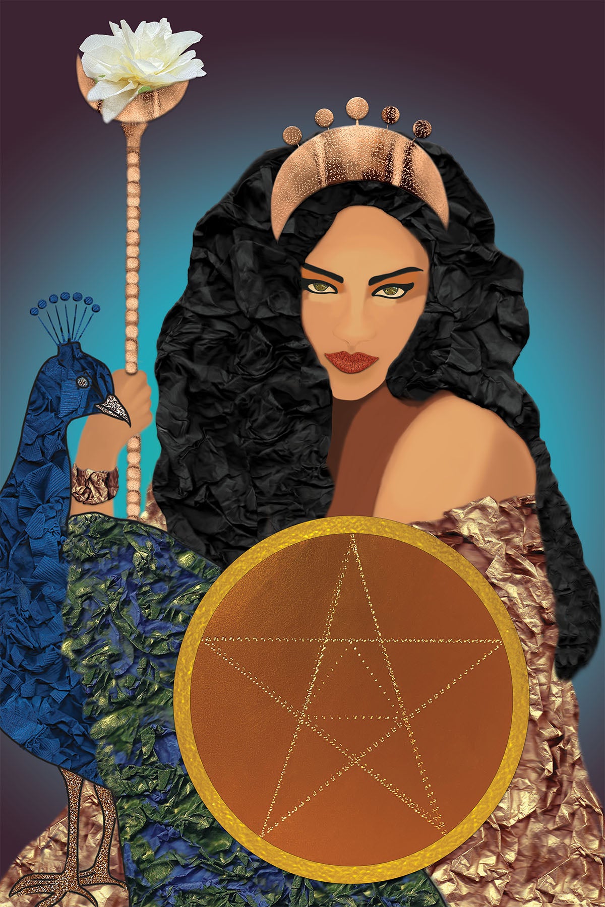 Hera - Vibrant Digital Collage with handcrafted Paper textures - Paper Elements Collection - Paper Art