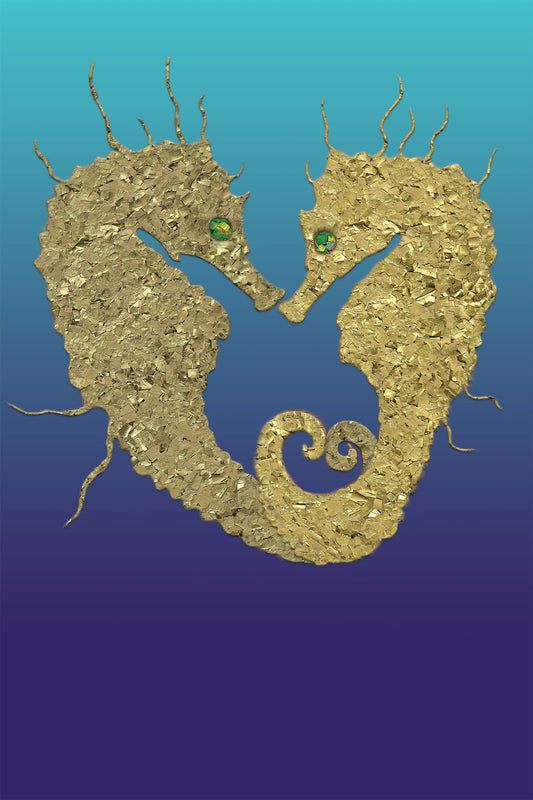 Hippocampus - Vibrant Digital Collage with handcrafted Paper textures - Paper Art - Paper Elements Collection
