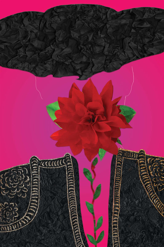 Passion - Vibrant Digital Collage with handcrafted Paper flower and textures - Paper Elements Collection by Nathalie Boyer