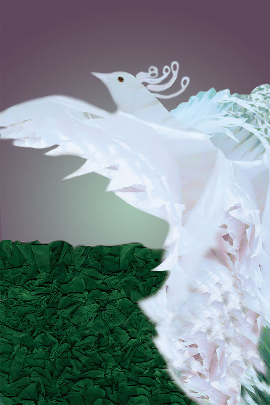 Phoenix - Vibrant Digital Collage with handcrafted Paper textures - Paper Elements Collection by Nathalie Boyer