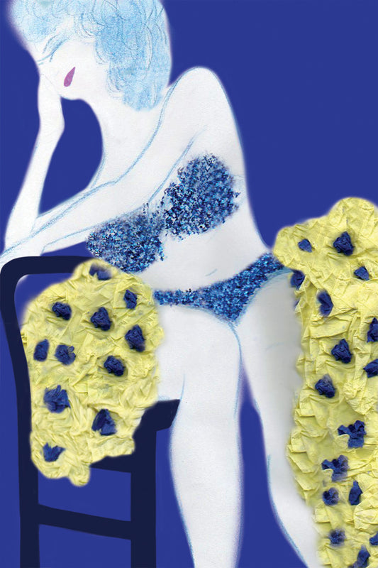 Regine - Cabaret Dancer - Vibrant Digital Collage with handcrafted Paper textures - Cabaret Collection by Nathalie Boyer