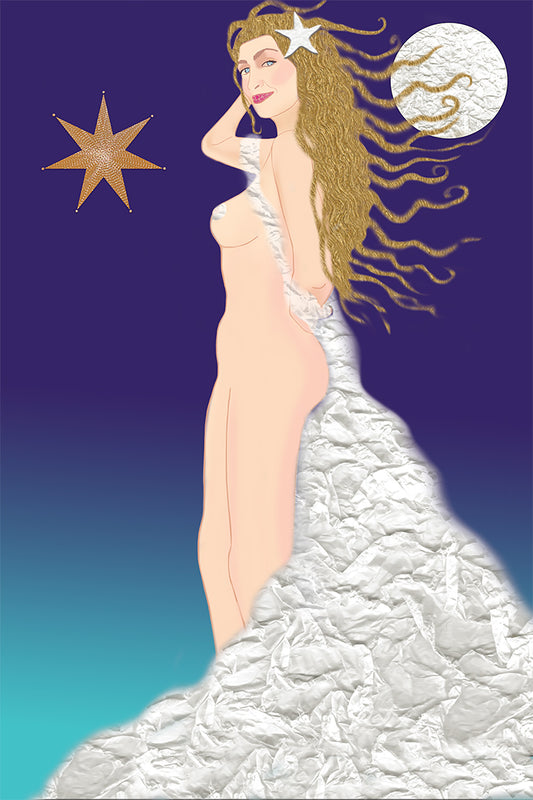 Birth of Aphrodite - Vibrant Digital Collage with handcrafted Paper textures - Paper Elements Collection by Nathalie Boyer