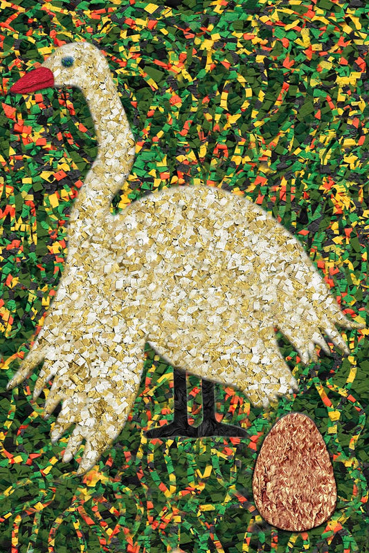 Golden Goose- Vibrant Digital Collage with handcrafted Paper textures - Paper Elements Collection by Nathalie Boyer
